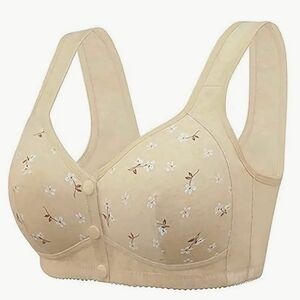 Elegant Beige Floral Women's Bra